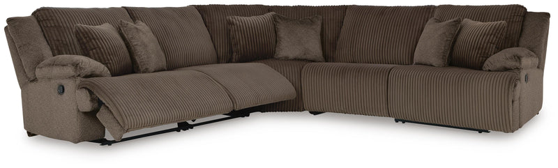 Ashley Furniture Top Tier reclining sectional sofa with plush cushions and multiple seating sections, open view of the entire piece.