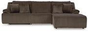 Ashley Furniture Top Tier sectional sofa chaise in dark gray fabric, showing the plush seating and modern design.