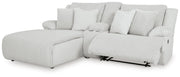 Ashley Furniture Top Tier reclining sectional sofa with chaise, featuring plush cushions and modern design, shown from an angled open view.