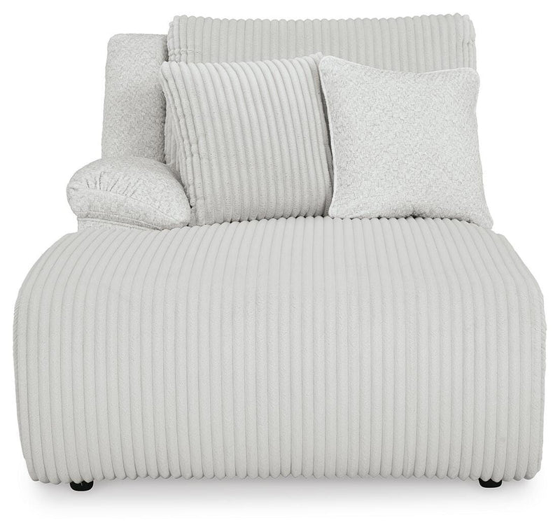 Ashley Furniture Top Tier reclining sectional with chaise, featuring plush cushions and a modern design, shown from a head-on view.
