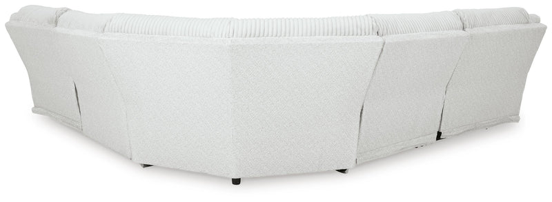 Ashley Furniture Top Tier reclining sectional sofa with plush cushions and reclining features, shown from the back view.