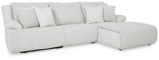 Ashley Furniture Top Tier sectional sofa chofa with chaise, showing plush cushions and modern design from a side angle.