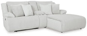 Ashley Furniture reclining sectional sofa with chaise, featuring plush cushions and modern design, shown from an angled view.
