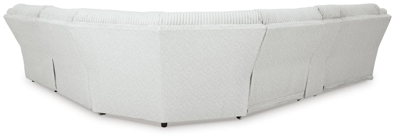Ashley Furniture Top Tier reclining sectional with chaise, showing plush fabric, reclining seats, and a corner chaise lounge.