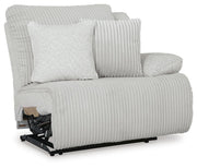 Ashley Furniture Top Tier reclining sectional with chaise, showing the angled view of the plush, comfortable sofa with recliner and chaise.