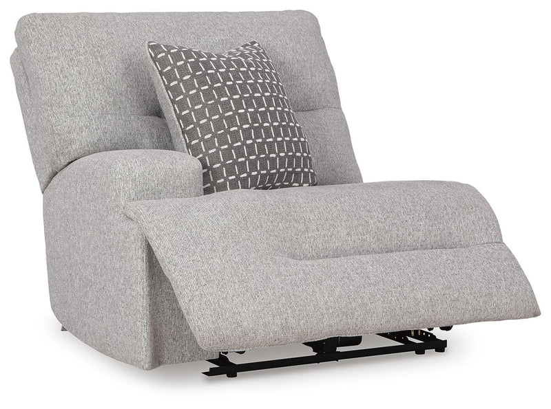 Ashley Furniture Acklen Place sectional sofa shown from an angle with open chaise, featuring plush cushions and modern design.