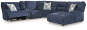Ashley Furniture Acklen Place power reclining sectional with chaise, featuring plush cushions and a modern design.