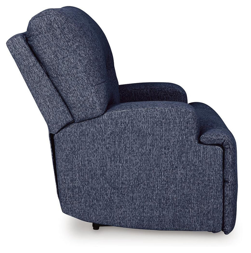 Ashley Furniture Acklen Place oversized power recliner with plush upholstery and side controls, shown from the side view.