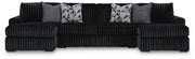 Ashley Furniture Midnight-Madness sectional with chaise, showing plush fabric and modern design from a head-on angle.
