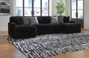 Ashley Furniture Midnight-Madness sectional with chaise, dark fabric sofa with plush cushions and modern design.