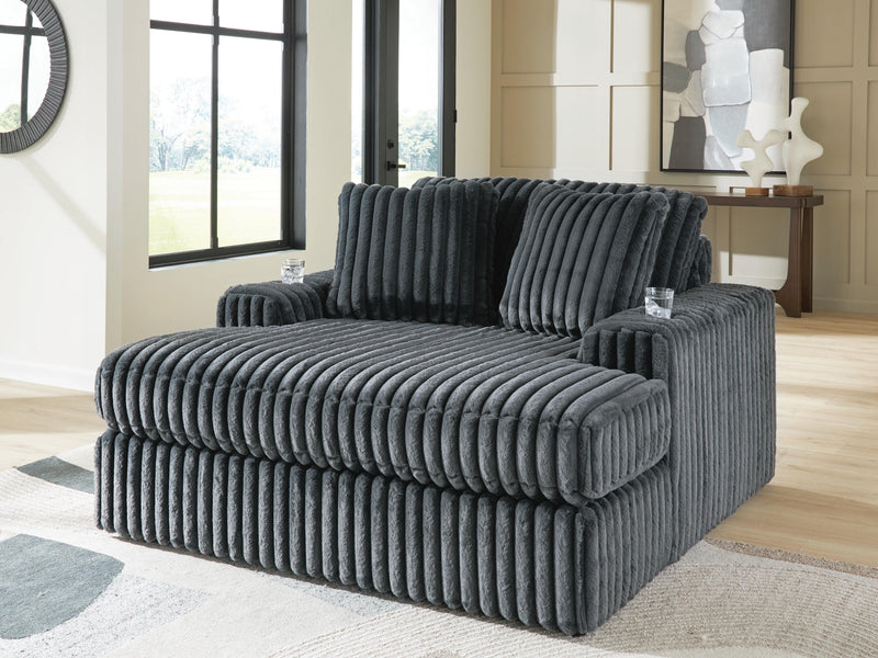 Ashley Furniture Midnight-Madness Oversized Chaise with plush fabric and wide seating for relaxing comfort.