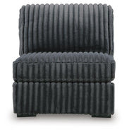 Ashley Furniture Midnight-Madness sectional sofa with plush cushions and dark fabric, shown from a head-on view.