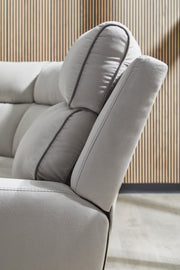 Ashley Furniture Social Pointe reclining sectional with storage console, back profile view showing plush cushions and built-in storage.