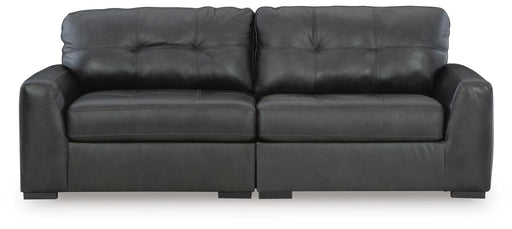 Ashley Furniture Brindley Pier Sectional Loveseat with plush cushions and neutral upholstery, suitable for modern living rooms.