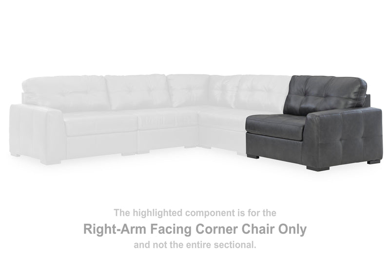 Ashley Furniture Brindley sectional sofa with beige fabric and plush cushions, shown from a side angle.