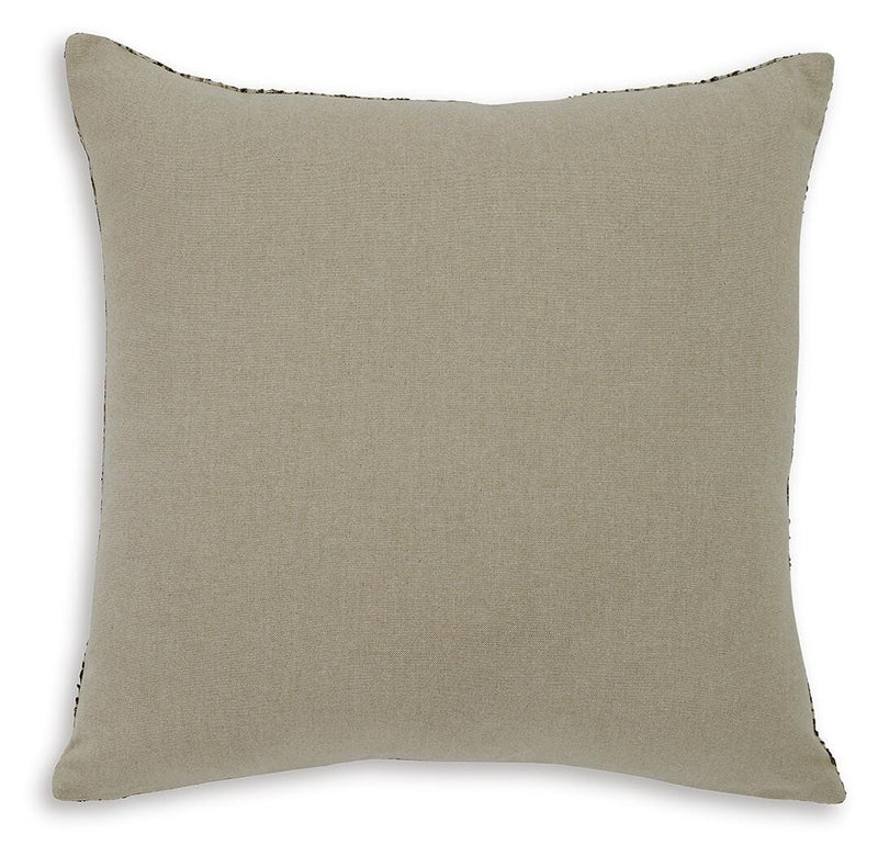 Set of four Ashley Furniture Jayner pillows with soft fabric covers and decorative embroidery, ideal for bedroom decor.