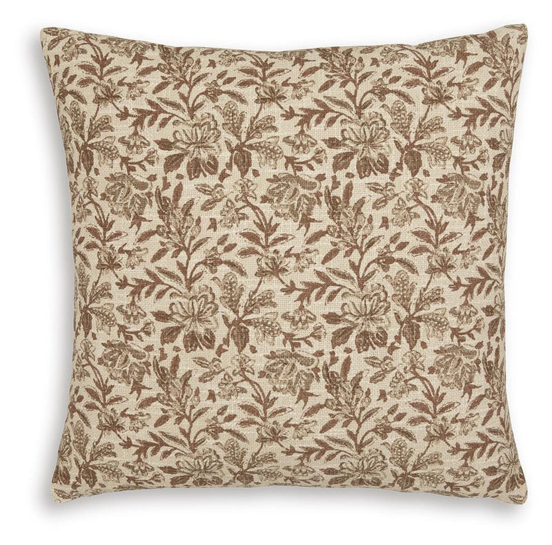 Set of four Ashley Furniture Altmontner pillows with textured fabric and neutral tones, perfect for sofa or bed decor.