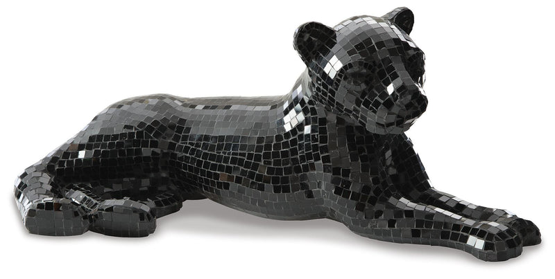 Ashley Furniture Drice Panther sculpture, detailed animal sculpture with sleek design, shown from the side view.