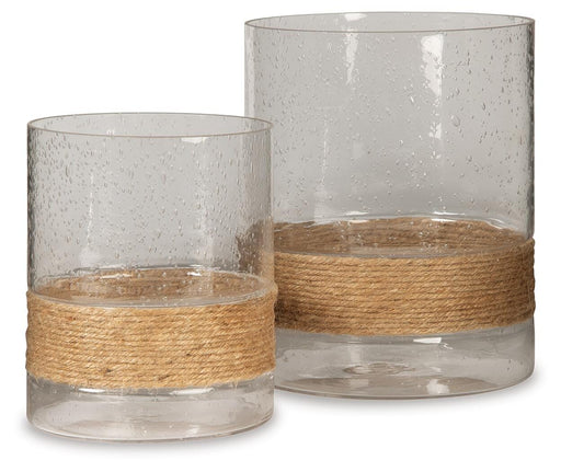 Set of 2 Ashley Furniture Eudocia candle holders with a sleek, modern design perfect for tabletop or mantel display.