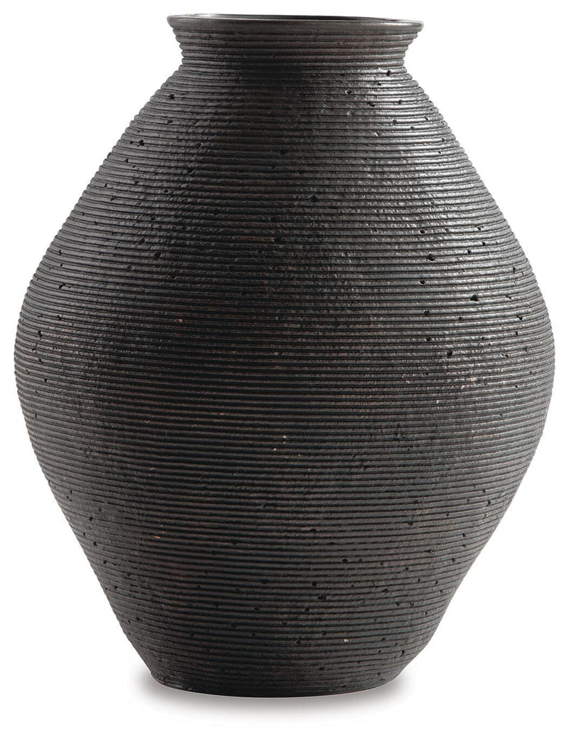 Ashley Furniture Hannela vase with a modern, sleek design in a neutral color, perfect for home decor.