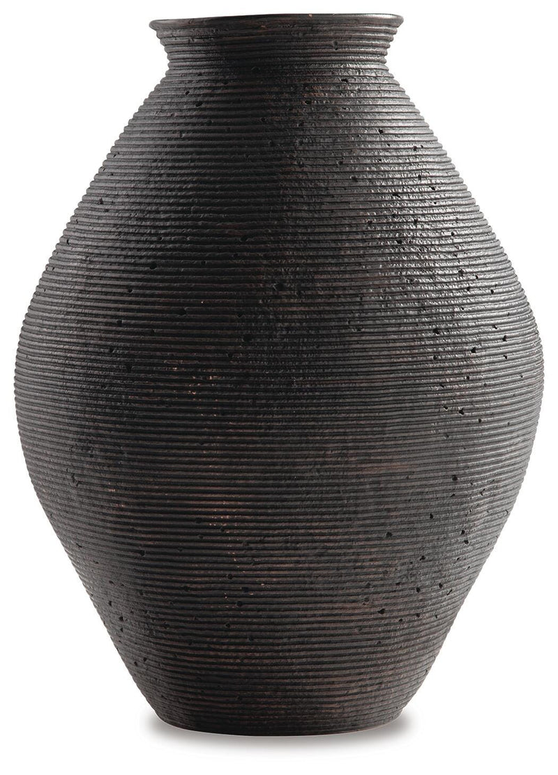 Ashley Furniture Hannela Vase, decorative ceramic vase with a sleek design, shown in a stylish indoor setting.