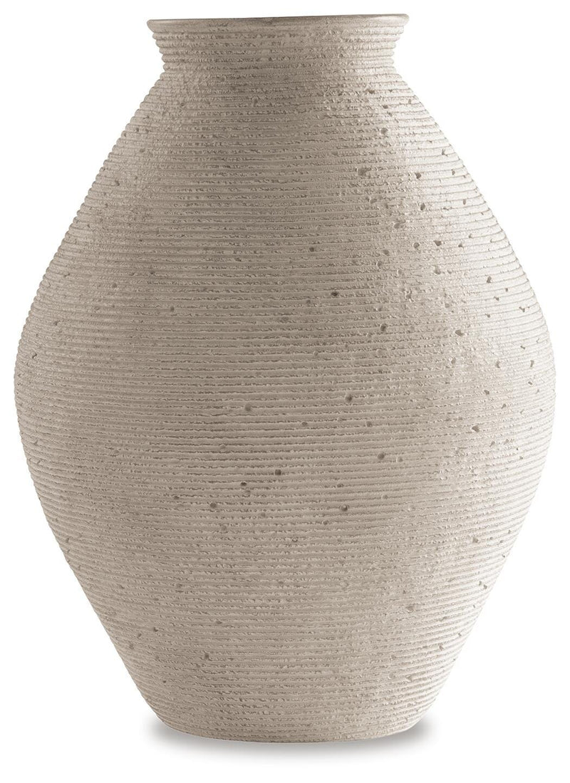 Ashley Furniture Hannela Vase, decorative ceramic vase with a sleek design, displayed on a neutral surface.