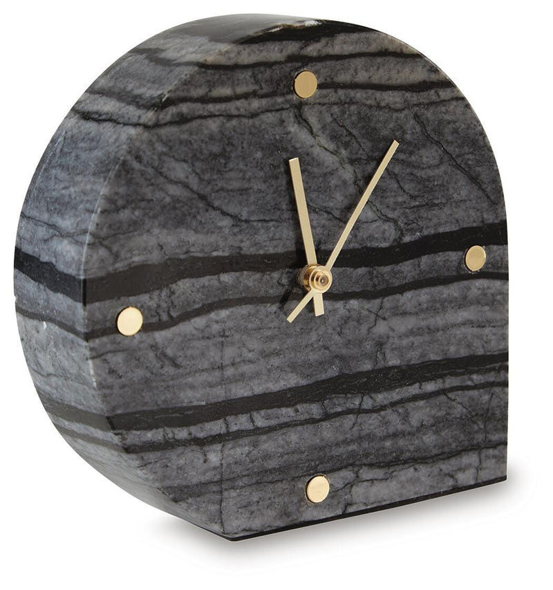 Set of two Ashley Furniture Janmour table clocks, stylish tabletop accessories with a modern design and sleek finish.