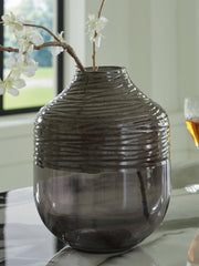Harpwick Vase by Ashley Furniture, ceramic decorative vase with a textured beige finish, displayed on a neutral background.
