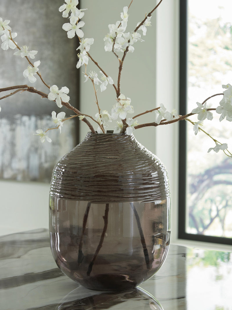 Ashley Furniture Harpwick Vase, decorative ceramic vase with a sleek design, featuring a smooth, curved shape and a neutral finish.