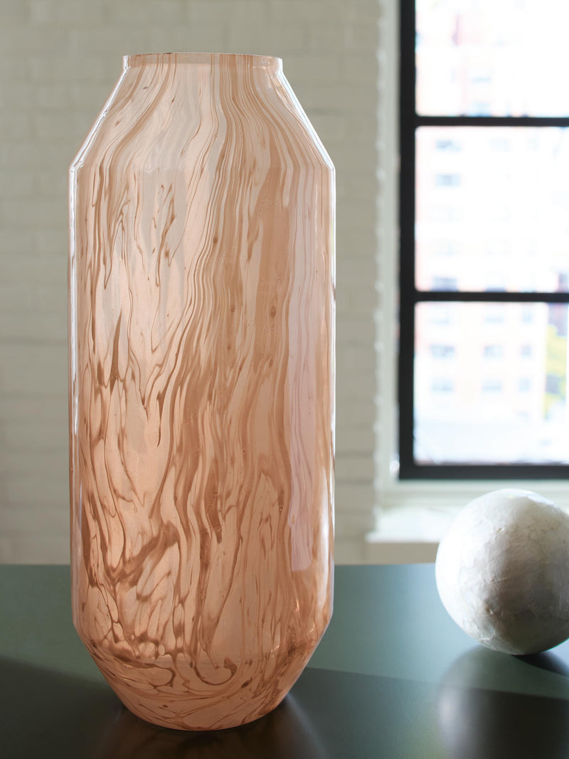 Ashley Furniture Dushby Vase, decorative ceramic vase with textured surface in neutral tones, ideal for home decor.
