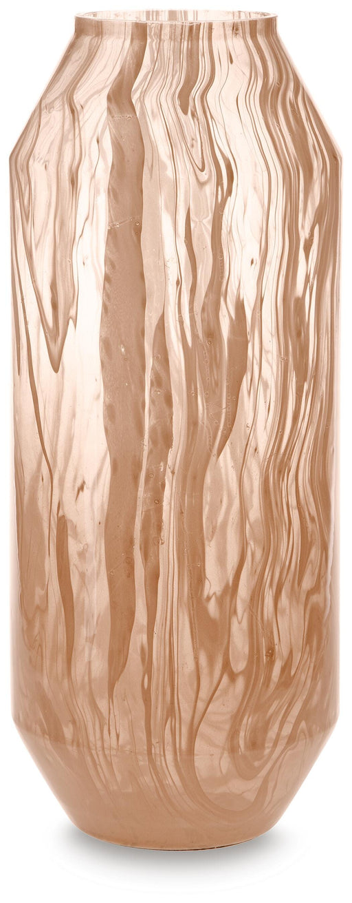 Ashley Furniture Dushby Vase with a modern design, featuring a sleek, textured surface in neutral tones.