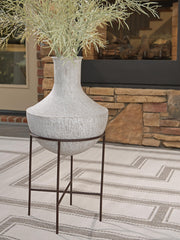 Ashley Furniture Estonbank Vase featuring a sleek, modern design with a textured surface, perfect for decorative display.