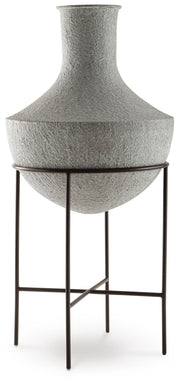 Ashley Furniture Estonbank Vase featuring a sleek, modern design in neutral tones, perfect for decorative floral arrangements.