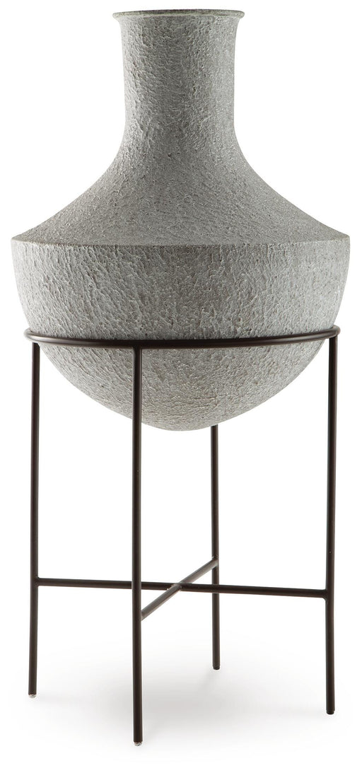 Ashley Furniture Estonbank Vase featuring a sleek, modern design in neutral tones, perfect for decorative floral arrangements.