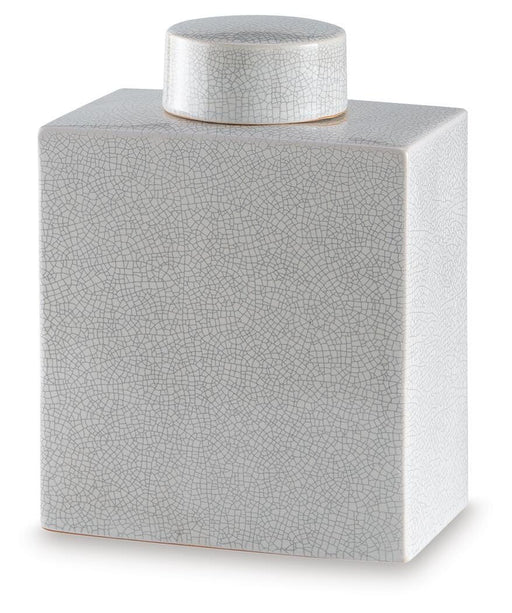 Ashley Furniture Haddworth Jar, decorative ceramic storage jar with intricate design and a lid, suitable for home decor.