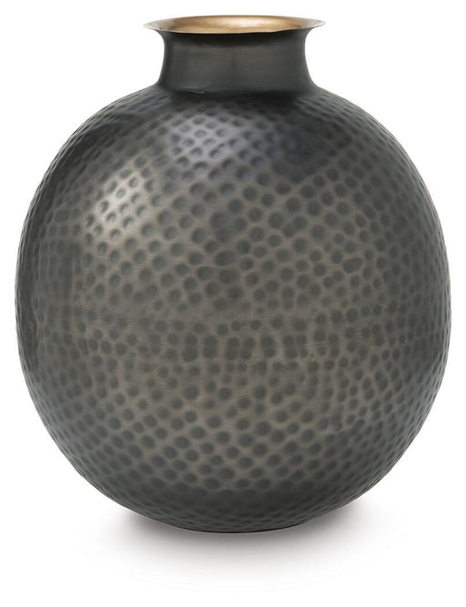 Ashley Furniture Woody Vase, decorative ceramic vase with a textured wood-inspired finish, suitable for home decor.