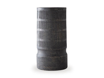 Ashley Furniture Beninworth Vase featuring a sleek, modern design with a glossy finish and decorative patterns.