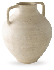 Ashley Furniture Justy Vase, decorative ceramic vase with a modern design, featuring a sleek shape and neutral finish.