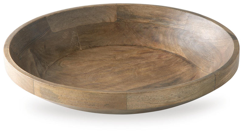 Ashley Furniture Clayburg Bowl, decorative ceramic bowl with intricate design and neutral tones, perfect for tabletop display.