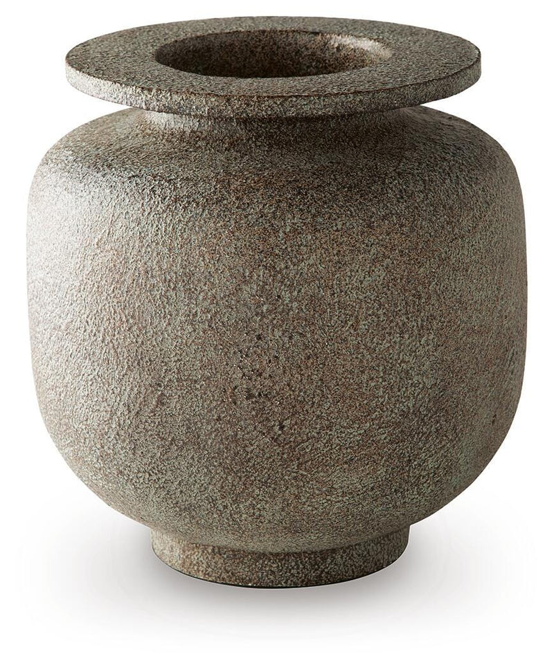 Ashley Furniture Jedwick Vase with a sleek, modern design, featuring a clear glass body and elegant shape.
