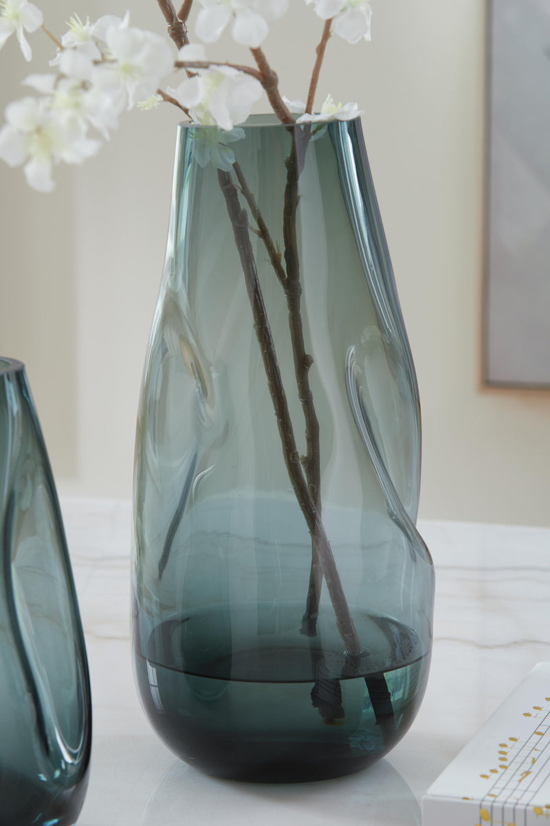 Set of two Ashley Furniture Beamund vases with sleek, modern design and neutral tones, perfect for contemporary home decor.