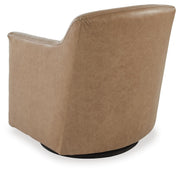 Ashley Furniture Bradney swivel accent chair with a modern design and plush upholstery, shown from the back angle.