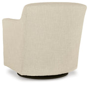 Ashley Furniture Bradney swivel accent chair with plush fabric and modern design, shown from the back view.