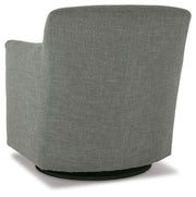 Ashley Furniture Bradney swivel accent chair with plush fabric and modern design, shown from the back angle.