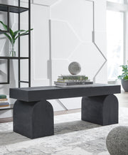 Ashley Furniture Holgrove Accent Bench with wooden legs and upholstered seat, perfect for entryways or living rooms.