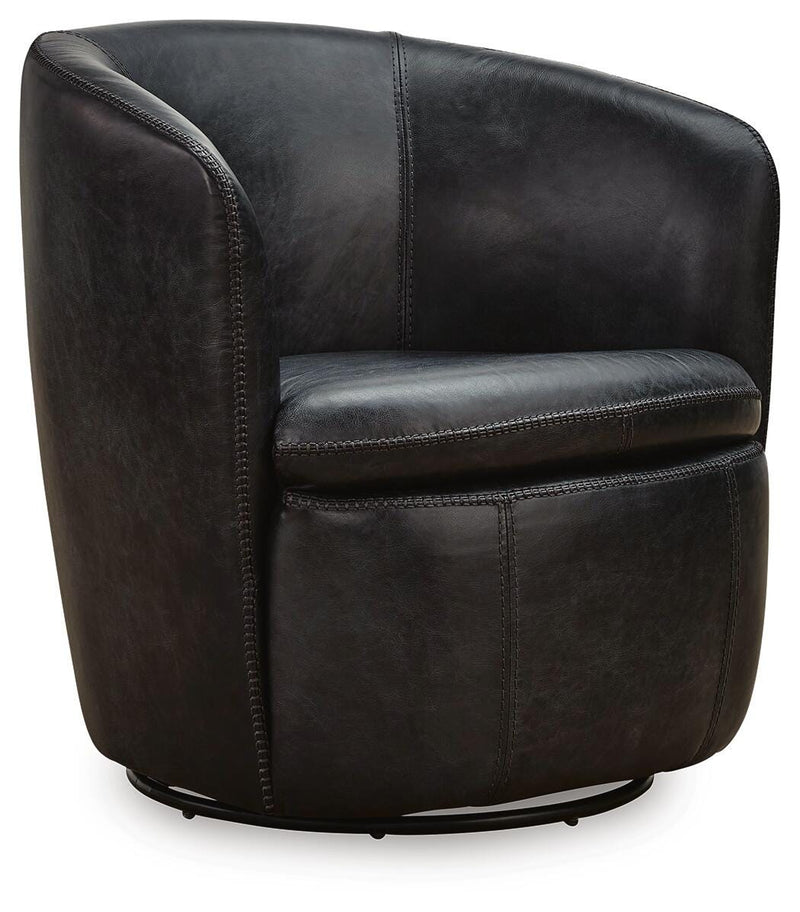 Ashley Furniture Kierreys swivel accent chair with a modern design, featuring plush upholstery and a swivel base.