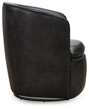 Ashley Furniture Kierreys Swivel Accent Chair with plush fabric and a modern design, shown from a side angle.