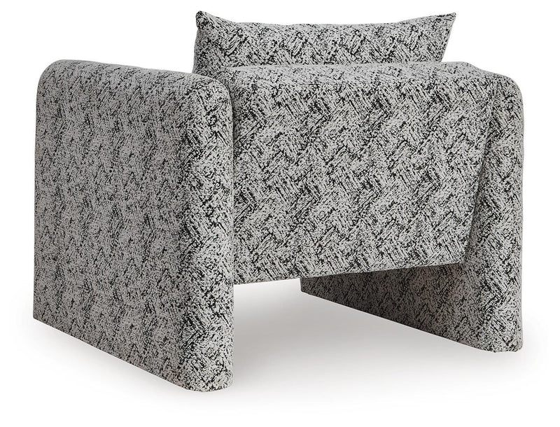 Ashley Furniture Kenbell Accent Chair with plush fabric upholstery and stylish design, shown from the back in this image.