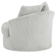 Ashley Furniture Gramwell swivel accent chair with plush upholstery and modern design, shown from the back.