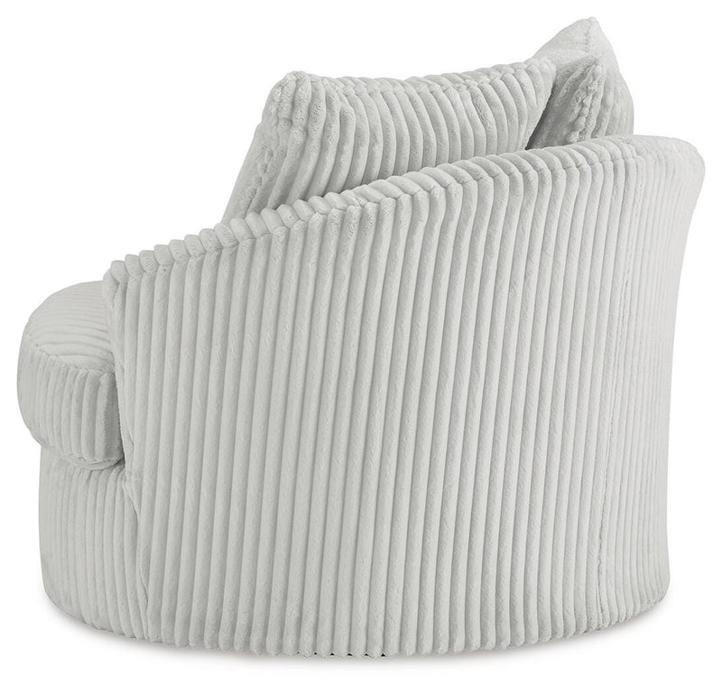 Ashley Furniture Gramwell swivel accent chair with plush upholstery and modern design, shown from the back.